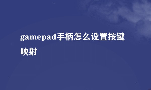 gamepad手柄怎么设置按键映射