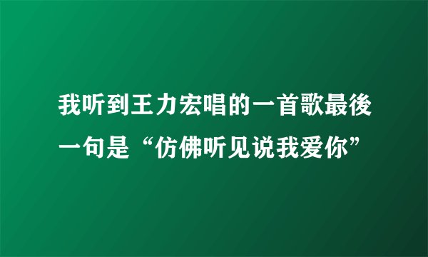 我听到王力宏唱的一首歌最後一句是“仿佛听见说我爱你”