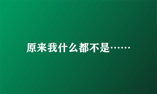 原来我什么都不是……
