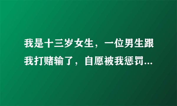 我是十三岁女生，一位男生跟我打赌输了，自愿被我惩罚三次，我该怎么惩罚他？