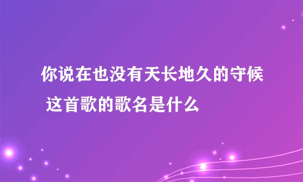 你说在也没有天长地久的守候 这首歌的歌名是什么
