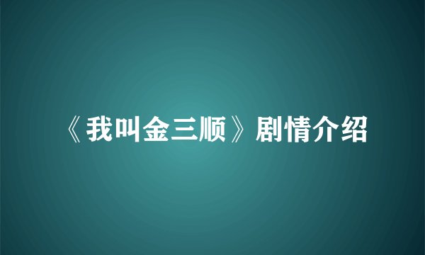 《我叫金三顺》剧情介绍
