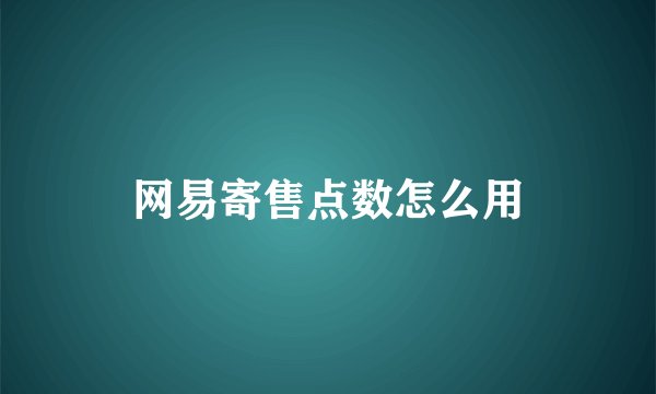 网易寄售点数怎么用