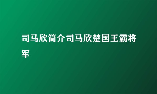 司马欣简介司马欣楚国王霸将军