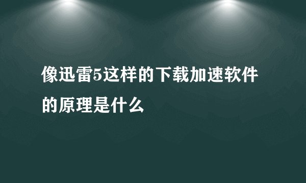 像迅雷5这样的下载加速软件的原理是什么