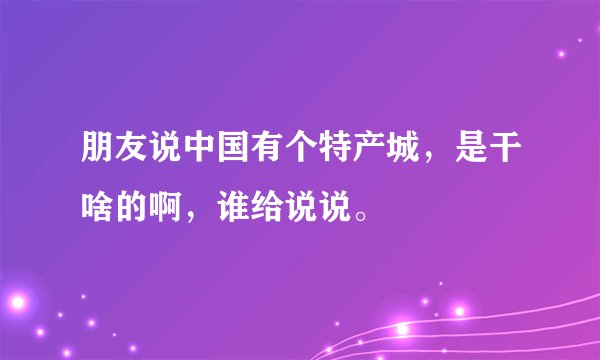 朋友说中国有个特产城，是干啥的啊，谁给说说。