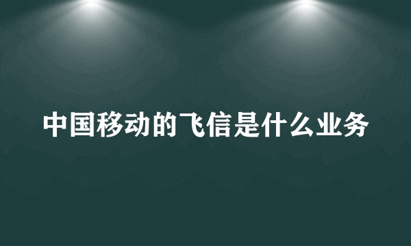中国移动的飞信是什么业务