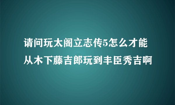 请问玩太阁立志传5怎么才能从木下藤吉郎玩到丰臣秀吉啊