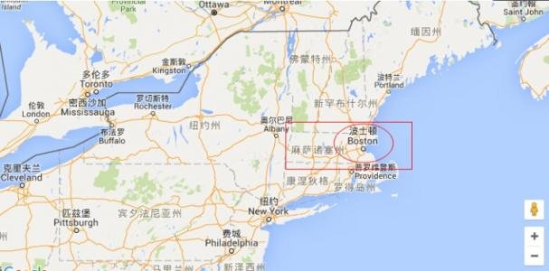 波士顿在美国地图的位置
