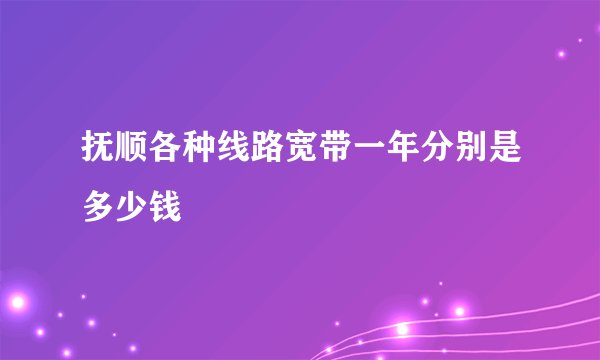 抚顺各种线路宽带一年分别是多少钱