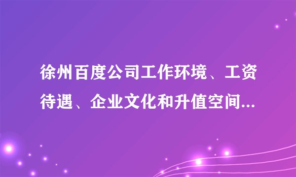 徐州百度公司工作环境、工资待遇、企业文化和升值空间怎么样？我面试的他们公司面试百度推广业务