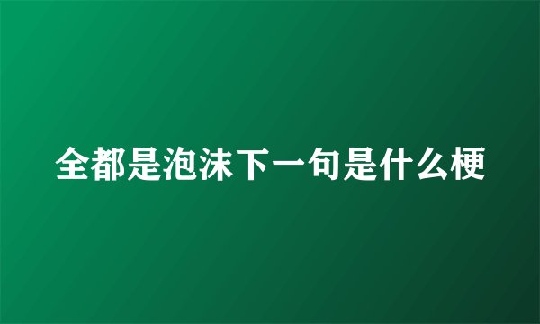 全都是泡沫下一句是什么梗