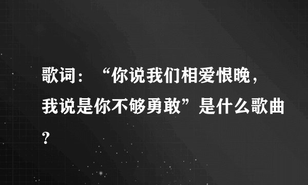 歌词：“你说我们相爱恨晚，我说是你不够勇敢”是什么歌曲？