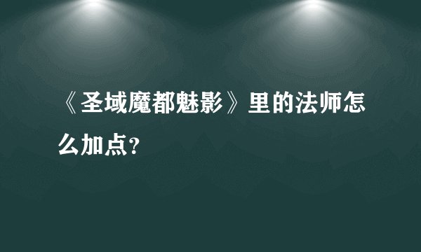 《圣域魔都魅影》里的法师怎么加点？