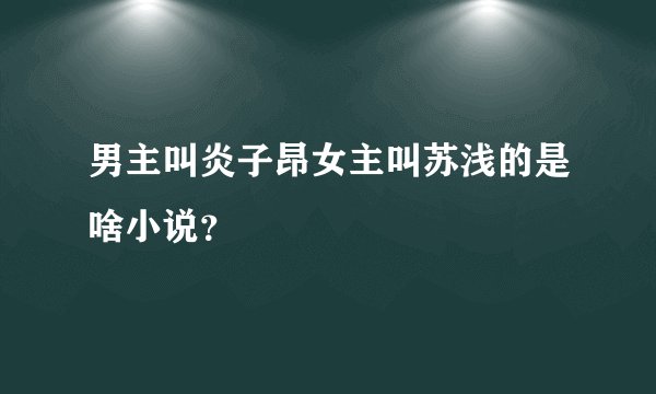 男主叫炎子昂女主叫苏浅的是啥小说？