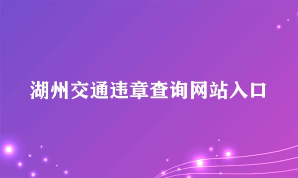 湖州交通违章查询网站入口