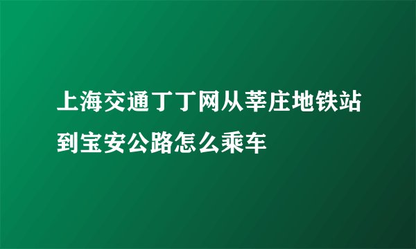 上海交通丁丁网从莘庄地铁站到宝安公路怎么乘车