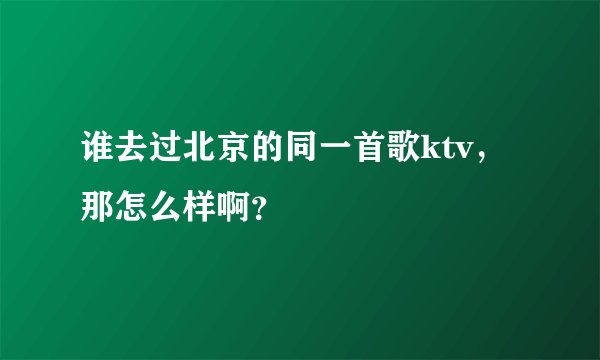 谁去过北京的同一首歌ktv，那怎么样啊？