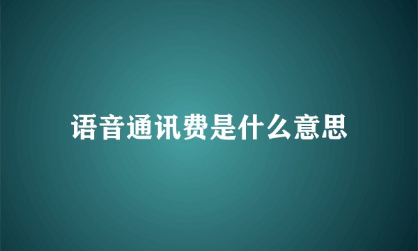 语音通讯费是什么意思