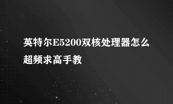 英特尔E5200双核处理器怎么超频求高手教