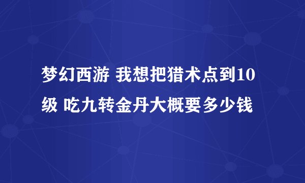 梦幻西游 我想把猎术点到10级 吃九转金丹大概要多少钱