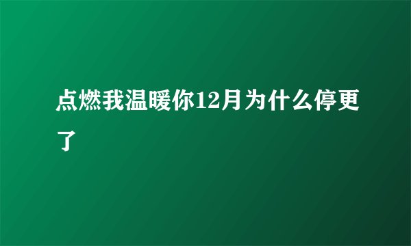 点燃我温暖你12月为什么停更了