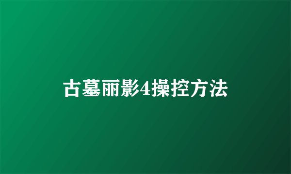 古墓丽影4操控方法