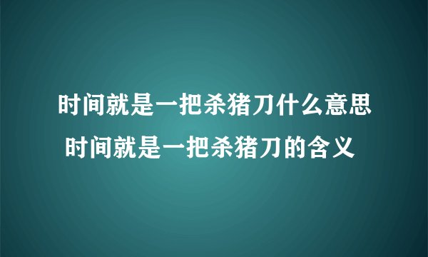 时间就是一把杀猪刀什么意思 时间就是一把杀猪刀的含义