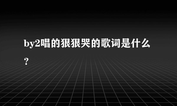 by2唱的狠狠哭的歌词是什么？