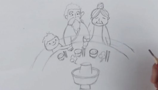 怎样绘画年夜饭