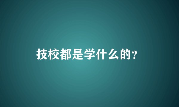 技校都是学什么的？