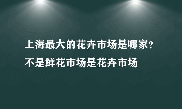 上海最大的花卉市场是哪家？不是鲜花市场是花卉市场