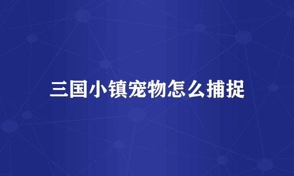 三国小镇宠物怎么捕捉