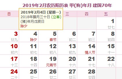 2O19年什么时候立春