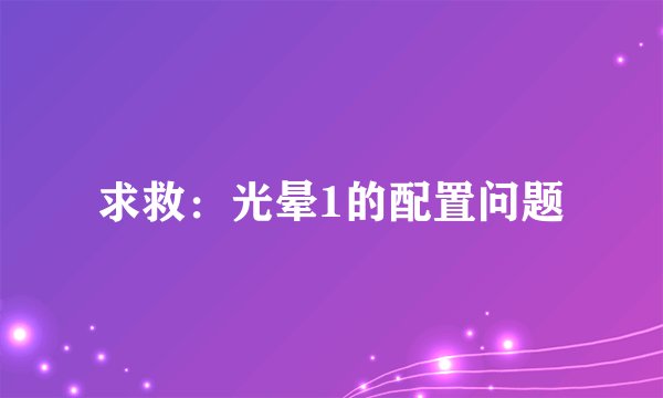求救：光晕1的配置问题