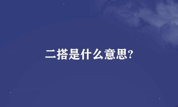 二搭是什么意思?