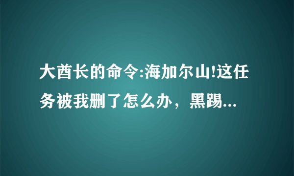 大酋长的命令:海加尔山!这任务被我删了怎么办，黑踢哪里门也不能进了，自己跑去海山，但是连NPC都看不到啊