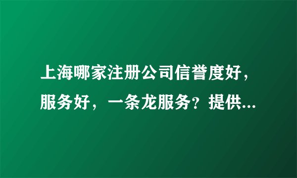 上海哪家注册公司信誉度好，服务好，一条龙服务？提供财务服务，网站建设？