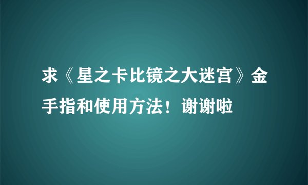 求《星之卡比镜之大迷宫》金手指和使用方法！谢谢啦