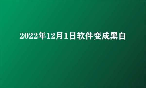 2022年12月1日软件变成黑白