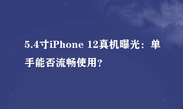 5.4寸iPhone 12真机曝光：单手能否流畅使用？