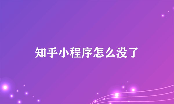 知乎小程序怎么没了