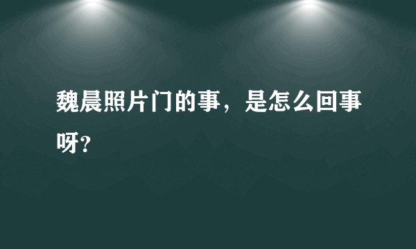 魏晨照片门的事，是怎么回事呀？