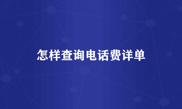 怎样查询电话费详单
