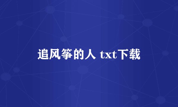 追风筝的人 txt下载