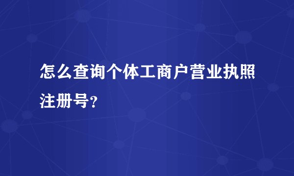 怎么查询个体工商户营业执照注册号？