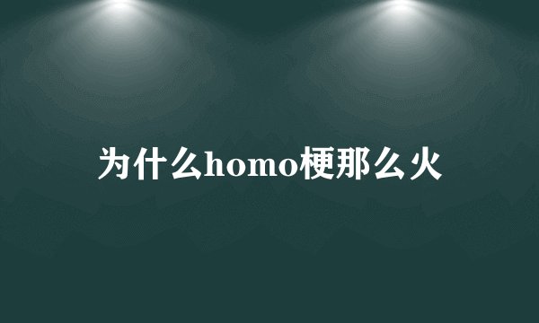 为什么homo梗那么火