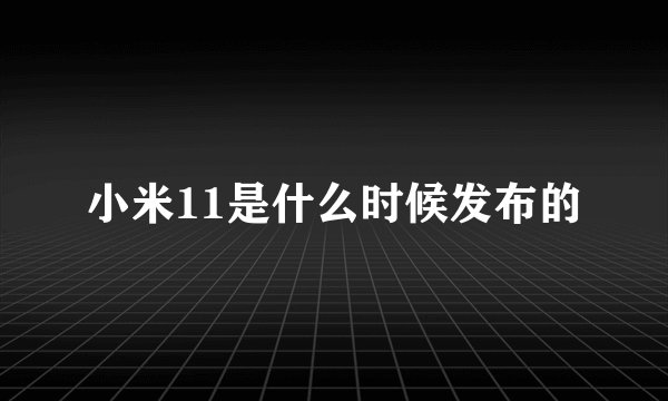 小米11是什么时候发布的
