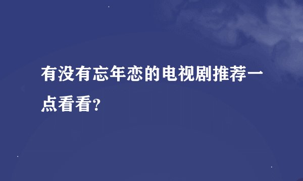 有没有忘年恋的电视剧推荐一点看看？