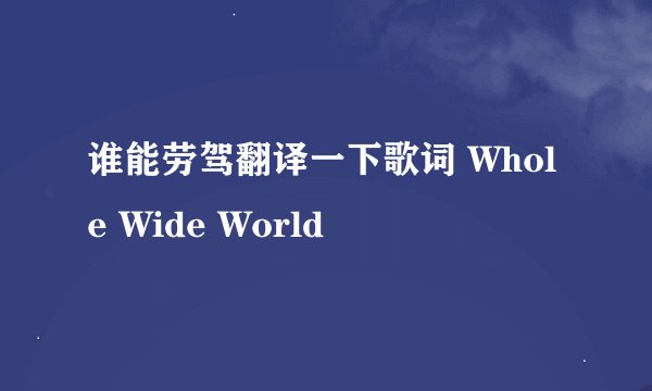 谁能劳驾翻译一下歌词 Whole Wide World